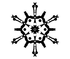 Graceful snowflace in a black - white colors