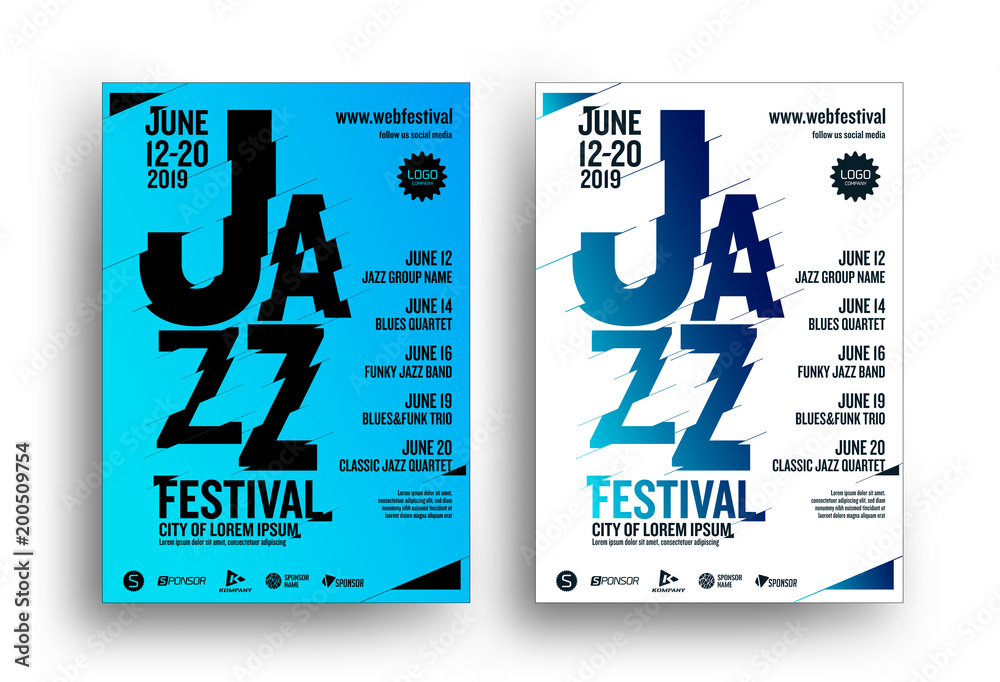 Wall mural Jazz music poster design template. Creative jazz typography. Background for promotion of music events.