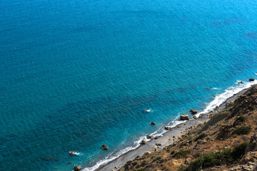 Sea and coastline view from a rocky height
