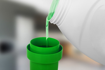 Washing gel, washing liquid powder on a white background