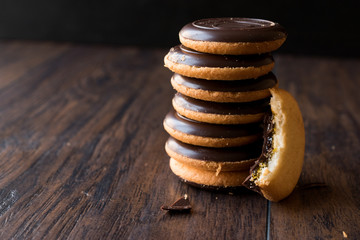 Orange Flavored Round Jaffa Cakes with Chocolate