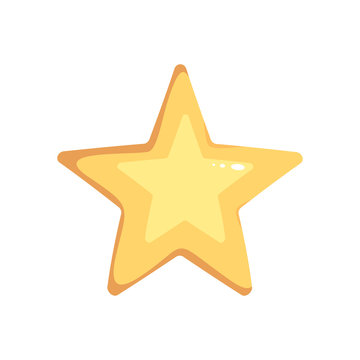 Vector Cartoon Isolated Gold Star. Magic Element On White Background