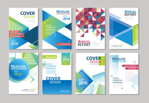 Set of blue cover brochure, flyer, annual report, design layout templates. Use for business magazine, presentation, portfolio, poster, corporate background.