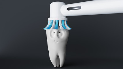 Tooth human cartoon - 3D Rendering - obrazy, fototapety, plakaty