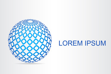  Abstract technology logo stylized spherical surface with abstract shapes.