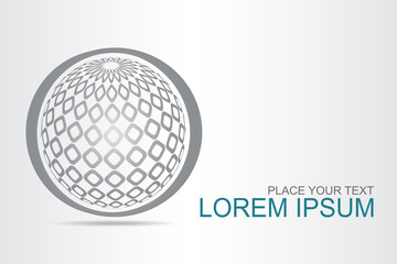  Abstract technology logo stylized spherical surface with abstract shapes.