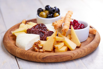 cheese plate with olives