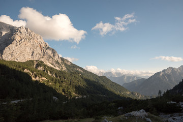 Fototapeta na wymiar Panorama of the Triglav mountain range, Julian Alps, Slovenia