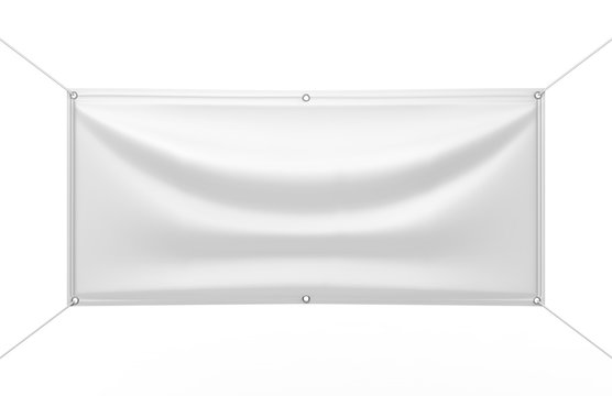 Blank White Indoor outdoor Fabric & Scrim Vinyl Banner for print design presentation. 3d render illustration.