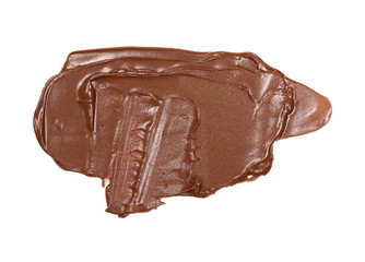 Cream chocolate spreading isolated on white background, with clipping path, top view