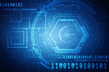 2d illustration Abstract futuristic electronic circuit technology background
