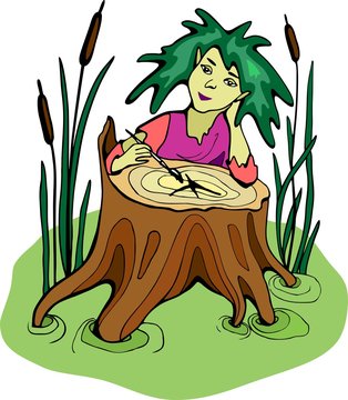 A good kikimora swamp, very fond of drawing, imagining his favorite cozy marsh