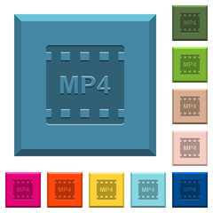 mp4 movie format engraved icons on edged square buttons
