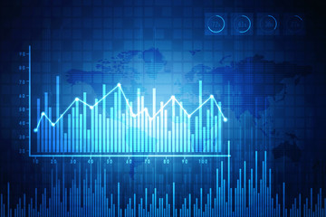 2d rendering Stock market online business concept. business Graph

