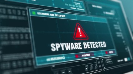 Spyware detected Firewall Alert Warning notification System Security Alert error message on Computer Screen Entering Login And Password .