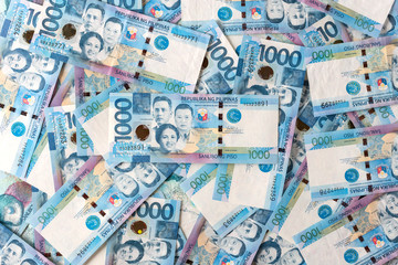 Photo of money in cash of one thousand philippines peso - obrazy, fototapety, plakaty