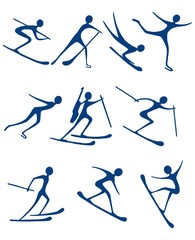 Various winter sports, icons