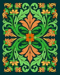 Floral ornament in the form of a carpet