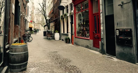Fotobehang A street in the old town of Antwerp, Belgium. © paulkarin
