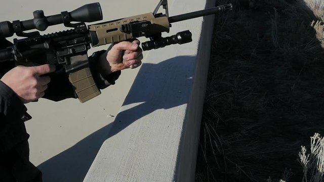 Close up of an Military Style AR-15 Assault Rifle