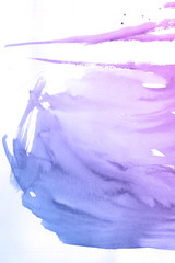 Watercolor violet and blue paint background.