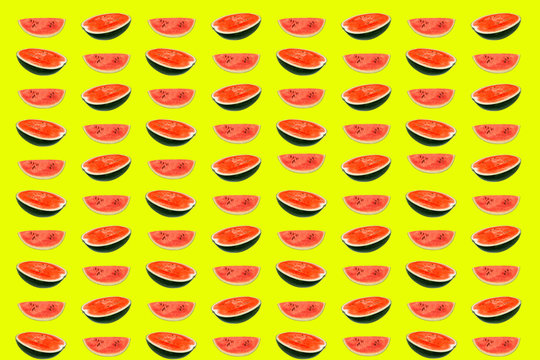 water melons slice  on yellow background