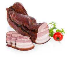 Traditional bacon isolated on white background