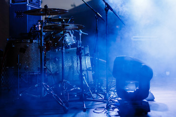 Drum set on a stage