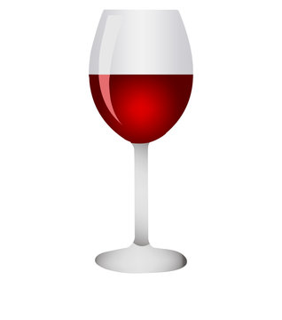 Red wine glass.Realistic glass on white background. Vector illustration