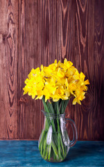 Yellow daffodils flowers in a jar