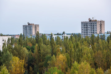 Abandoned buildings of ghost town Pripyat Chornobyl Zone