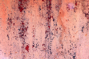 Old metal red painted background with streaks of rust for creativity, textures and backgrounds.