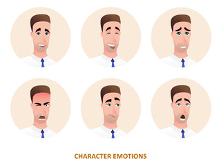 Fototapeta premium Character avatars emotions in circle