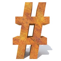 Obraz premium Conceptual old rusted metal font or type, iron or steel industry piece isolated white background. Educative rusty material, aged vintage surface, worn damaged object as 3D illustration rough surface