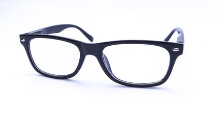 Fototapeta premium Closeup of glasses or spectacles isolated on white background. Selective focus.