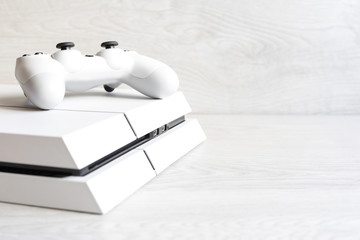 gaming game play tv fun gamer gamepad guy controller video console playing player holding hobby playful enjoyment view concept - stock image © Mariia Petrakova