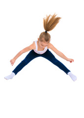 Girl gymnast jumping.