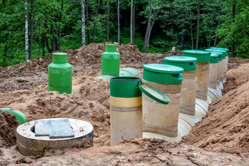 Underground tanks at the construction site of an apartment building
