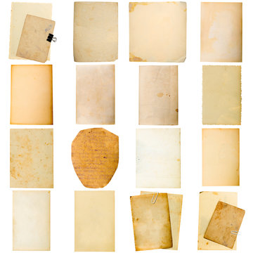 Retro weathered paper collage isolated on white background