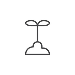 Growing sprout outline icon. linear style sign for mobile concept and web design. Plant in soil simple line vector icon. Symbol, logo illustration. Pixel perfect vector graphics