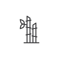 Bamboo plant outline icon. linear style sign for mobile concept and web design. Indian cane simple line vector icon. Symbol, logo illustration. Pixel perfect vector graphics