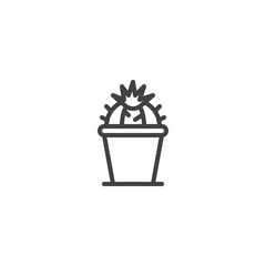 Cactus in a flowerpot outline icon. linear style sign for mobile concept and web design. Houseplant simple line vector icon. Symbol, logo illustration. Pixel perfect vector graphics