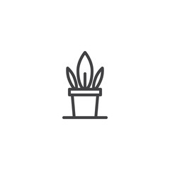 Houseplant outline icon. linear style sign for mobile concept and web design. Growing plant in a pot simple line vector icon. Symbol, logo illustration. Pixel perfect vector graphics