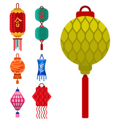 Chinese lantern vector paper lightertraditional holiday celebrate Asia festive or wedding lantern graphic celebration lamp illustration