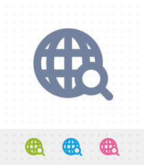 Grid Globe & Magnifier - Tap Icons. A professional, pixel-perfect icon.