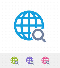 Grid Globe & Magnifier - Zap Duo Icons. A professional, pixel-perfect icon