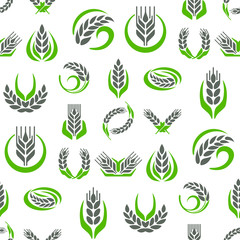 Cereal ears and grains agriculture industry seamless pattern background design vector food illustration organic natural symbol