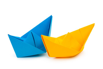 paper ships isolated on white