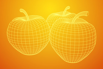 Apple wireframe low poly mesh vector illustration.