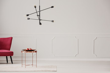 Table and chandelier